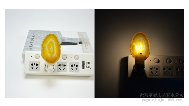 Transfronteriza nueva ágata rebanada de cristal noche Luz Hotel dormitorio noche luz regalo creativo lámpara de gas