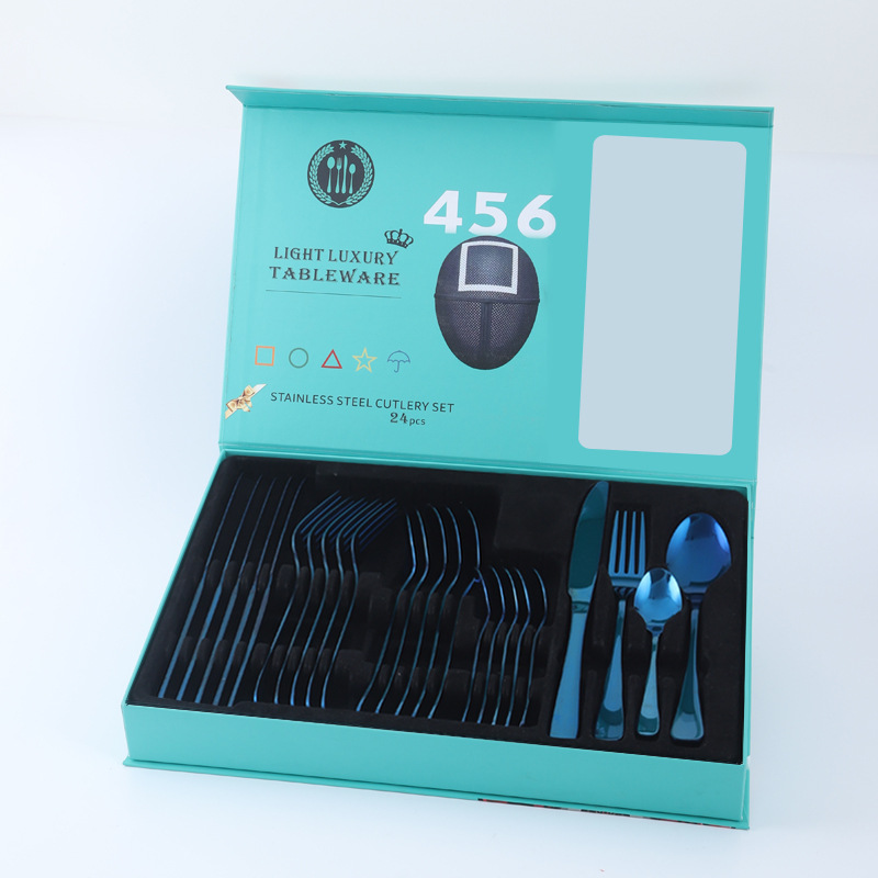 Amazon transfronteriza 1010 vajilla de acero inoxidable conjunto de 24 piezas cuchillo de filete occidental, tenedor y cuchara traje de celebridad de Internet regalo de vacaciones