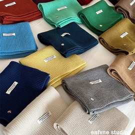 物超所值~绵羊毛情侣纯色针织毛线围巾女秋冬季韩版加厚保暖围脖