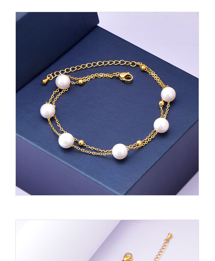 Style Simple Perle Acier Au Titane De Gros Bracelet De Cheville display picture 2