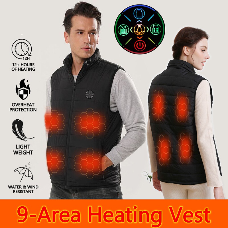 Cross-Border Large Size Electric Heating Vest for Men and Women in Winter USB Powered Heated Cotton Clothing to Keep Warm and Rechargeable Vest Heating Clothing