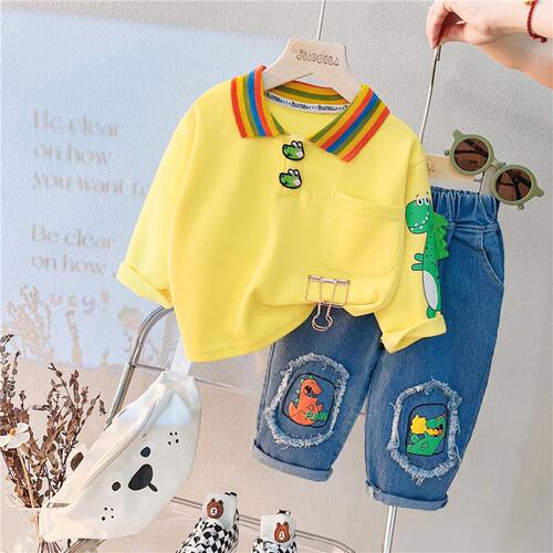 Foreign trade children's clothing, baby clothes, autumn clothes, cute lapel long-sleeved suits, baby boys' trendy one-piece drop-shipping boys' clothes