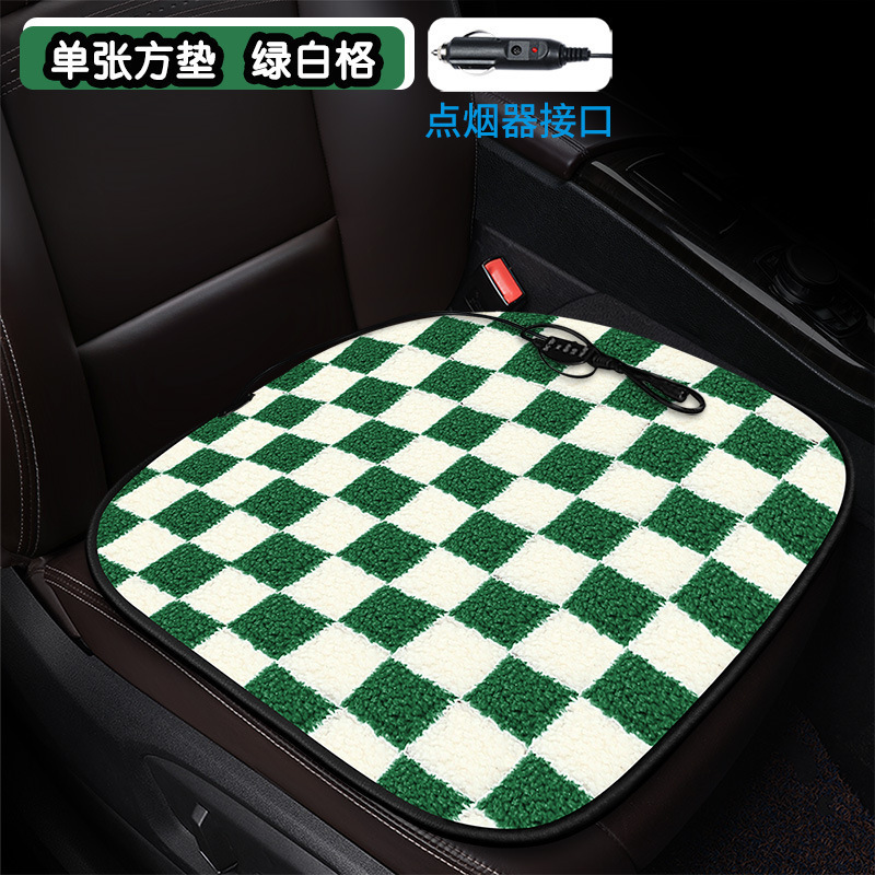 卸売り棋盤格加熱クッション自動車クッションクロスボーダー漫画花羊小毛内装用品冬シングルクッション|undefined