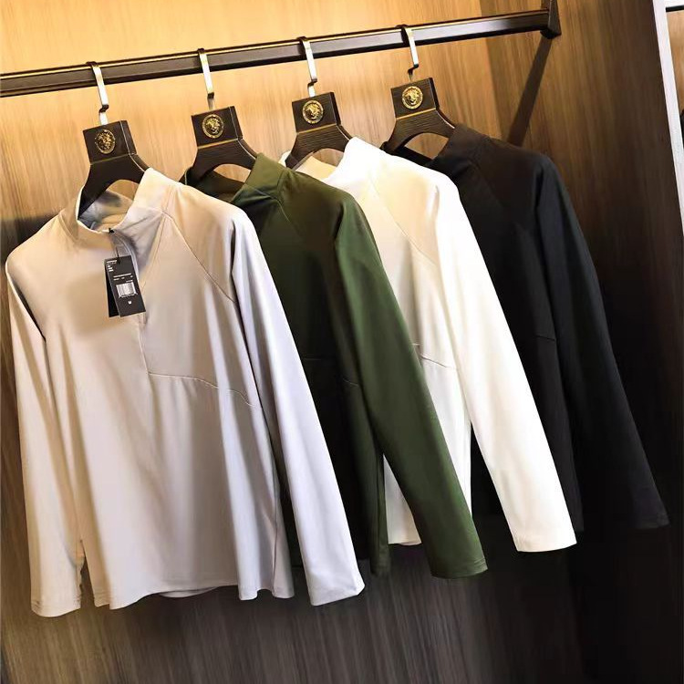 Same style as Di! Urban functional 3D-cut solid-color stand-up collar half-zip sports-casual quick-dry long-sleeve T-shirt hoodie