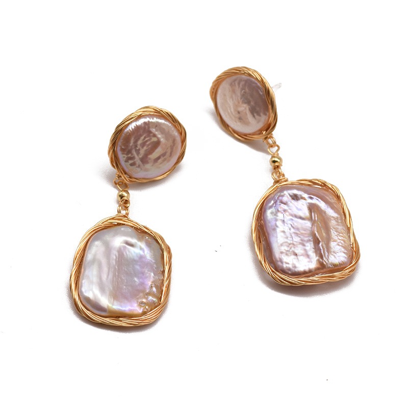 Pendientes de perlas de belleza geométrica sensación de luz barroca geométrica suministros de boda al por mayor Gran conjunto completo de pendientes de perlas