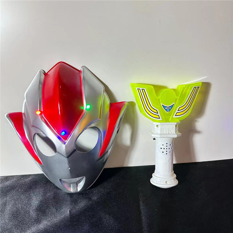 Niños Grigor luminoso máscara de dibujos animados chico flash espada transformación varilla retráctil parque mercado nocturno puesto
