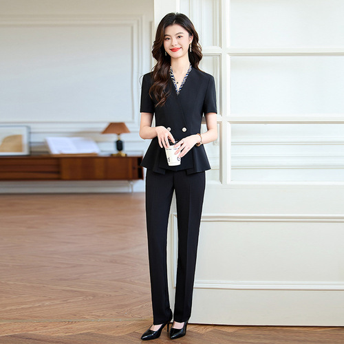 Design sense professional women's skirt set summer temperament slim fit hotel medical beauty front desk workwear real estate beauty uniform