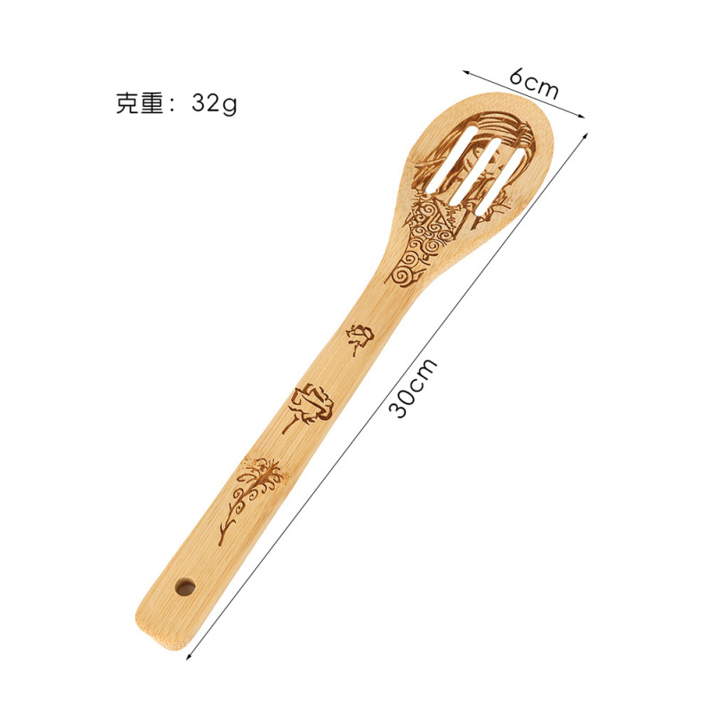 跨境木勺激光雕刻圣诞餐具厨房用具烹饪铲子竹制日用餐厨铲子厨具|undefined