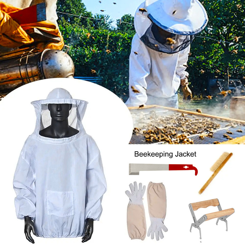 Apiculture Protective Clothing suit Upper Body White Apiculture Protective Clothing Apiculture Protective Clothing Top Hooded Apiculture Protective Clothing
