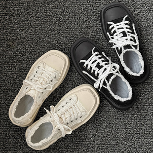 58106 Thick-Soled Height-Increasing Sneakers for Women 2024 Spring and Summer New Korean Style Lace-Up Trendy Casual Sneakers