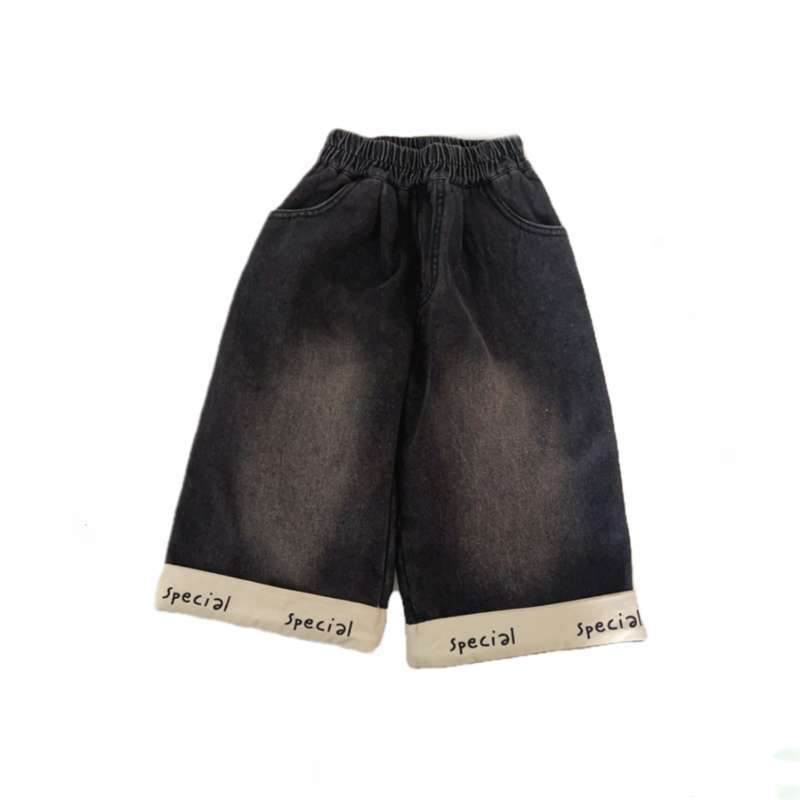 Niños con pantalones jeans de piernas de invierno para niños y niñas, pantalones casuales más gruesos y calentados.