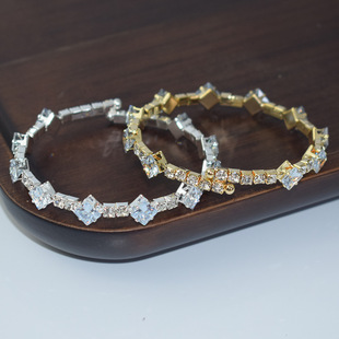 Shiny silver-plated 1 row open zircon bracelet full diamond Korean style fashion personalized crystal rhinestone bracelet for girlfriend