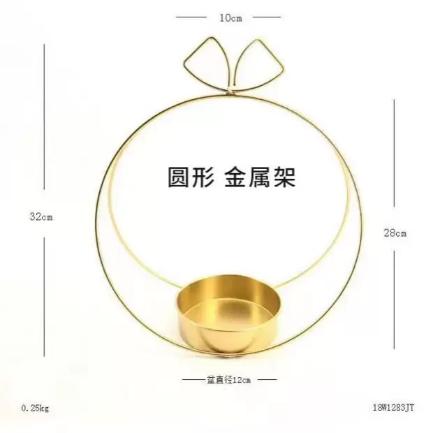 铁艺花架花盆礼物桌摆假花发财果金色月亮插花手提花架家居摆件