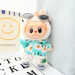 第二世代Labubu子供服ストラップ布服座ってビーチメガネ風セットかわいい服だけ