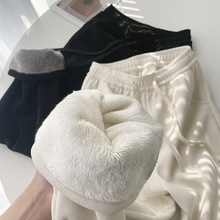 加绒裤子女冬季防寒直筒裤糯米裤新款高腰休闲宽秋冬女加绒裤子