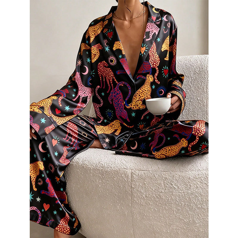 Cross-Border Women's Pajamas, Spring and Autumn Long-Sleeved Suits, Home Wear, High-End, Can Be Worn Outside, Loose Casual Wear, Two-Piece Set for Women