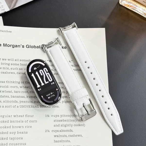 Suitable for Xiaomi Mi Band 11 Watch Strap, Xiaomi 8/9 Nfc Version, Fashionable Plain Needle Buckle Leather Women's Wristband Watch Strap