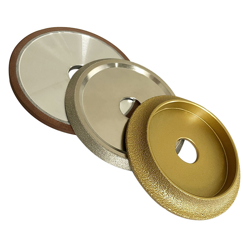 Rueda de rectificado de baldosas de cerámica de stock Rueda de rectificado de diamante biselado de 45 grados Rueda de borde redondo de piedra Rueda de biselado de diamante.