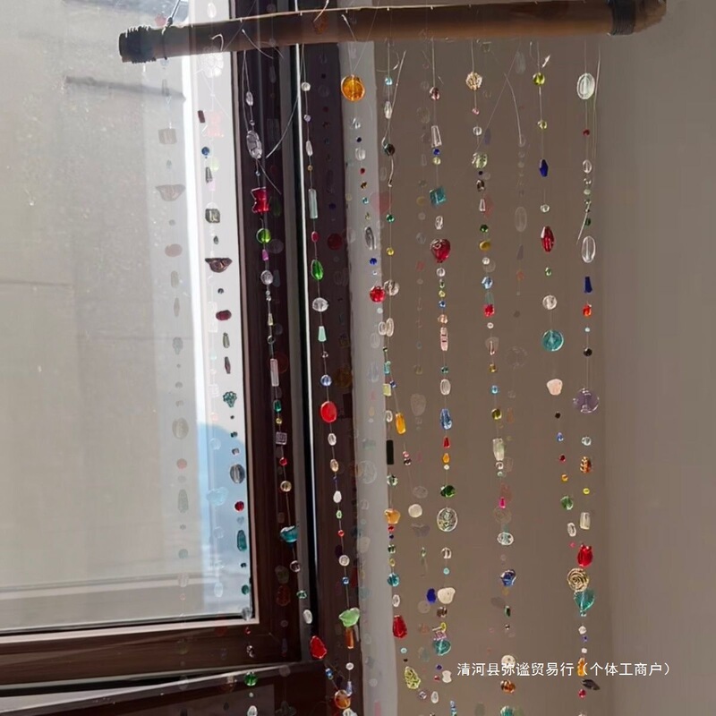 Little Red Book's Same Style Dreamy Colorful Bead Curtain Handmade Material Package Creative Beaded Door Curtain Bead Chain Girly Heart Wood