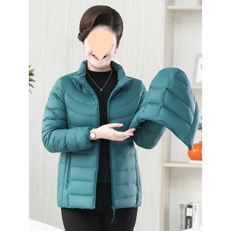 Middle-aged and elderly light down jacket women's new fashion mother duck down light take-off cap warm coat autumn and winter Middle-aged and elderly light down jacket women's new fashion mother duck down light take-off cap warm coat autumn and winter