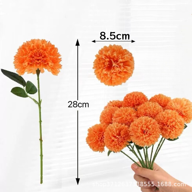 Cross-Border Popular Artificial Ball Chrysanthemum Single Stem Flower for Home Kitchen Garden Office Cafe Decoration Cross-Border Popular Artificial Ball Chrysanthemum Single Stem Flower for Home Kitchen Garden Office Cafe Decoration
