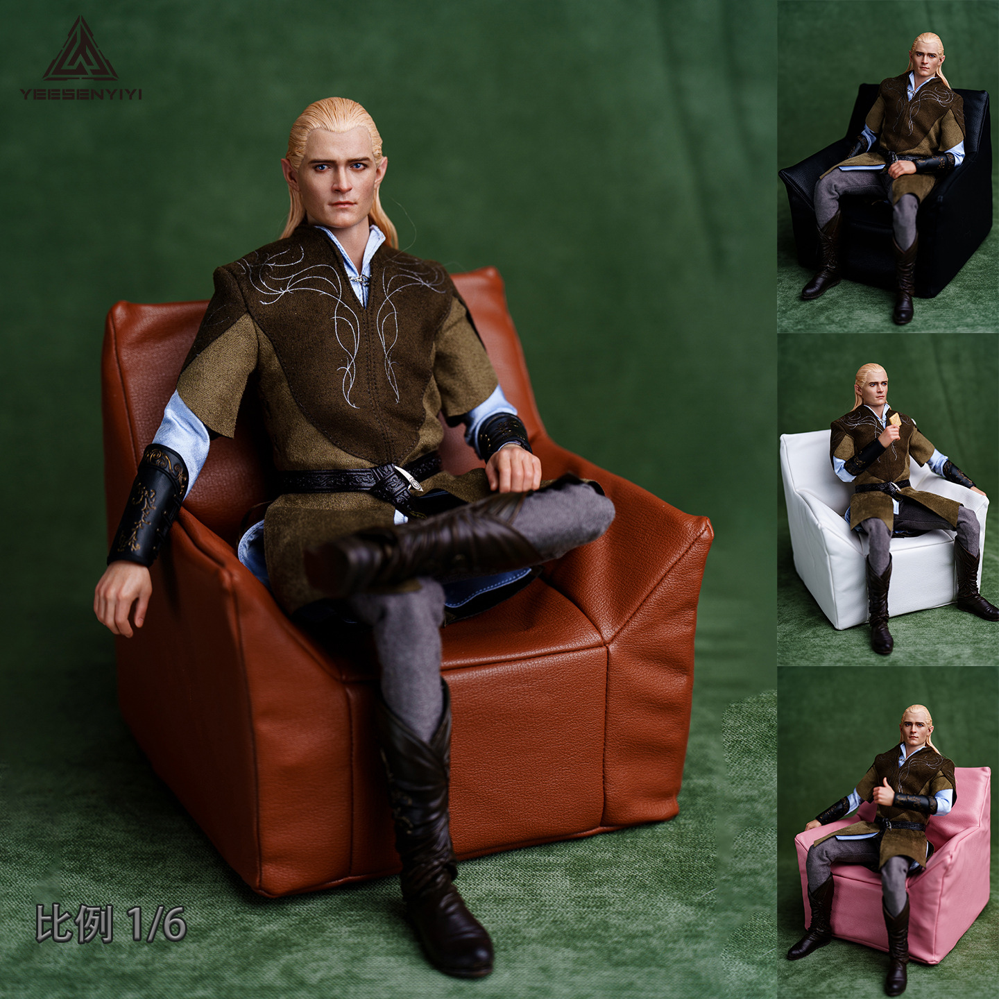 1/6 scale action figure single sofa, 6-point BJD doll leather sofa with 12-inch doll clothes accessories and scene accessories