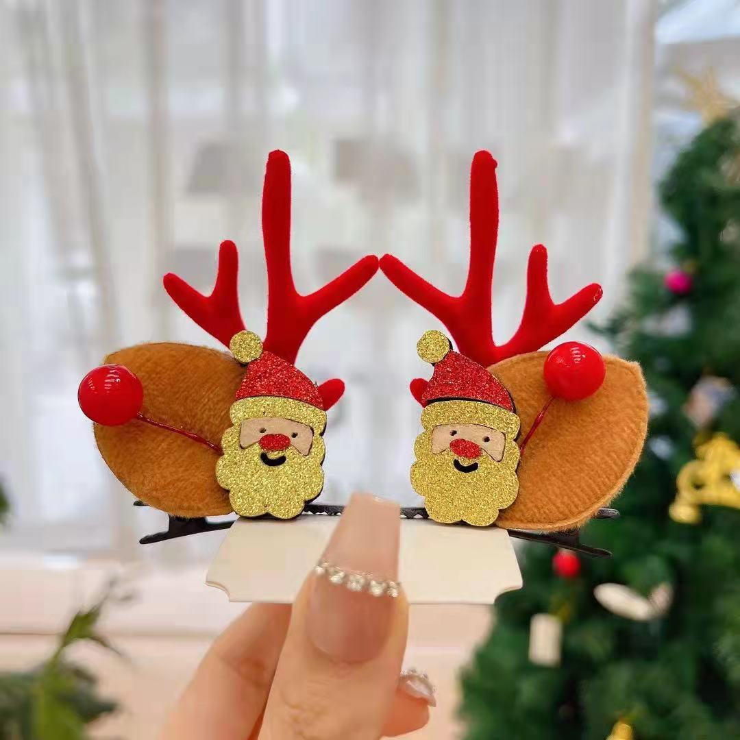 New Christmas Elk Hairpin Hair Accessories Cartoon Duckbill Clip Antlers Christmas Tree Hairpin Headdresspicture10