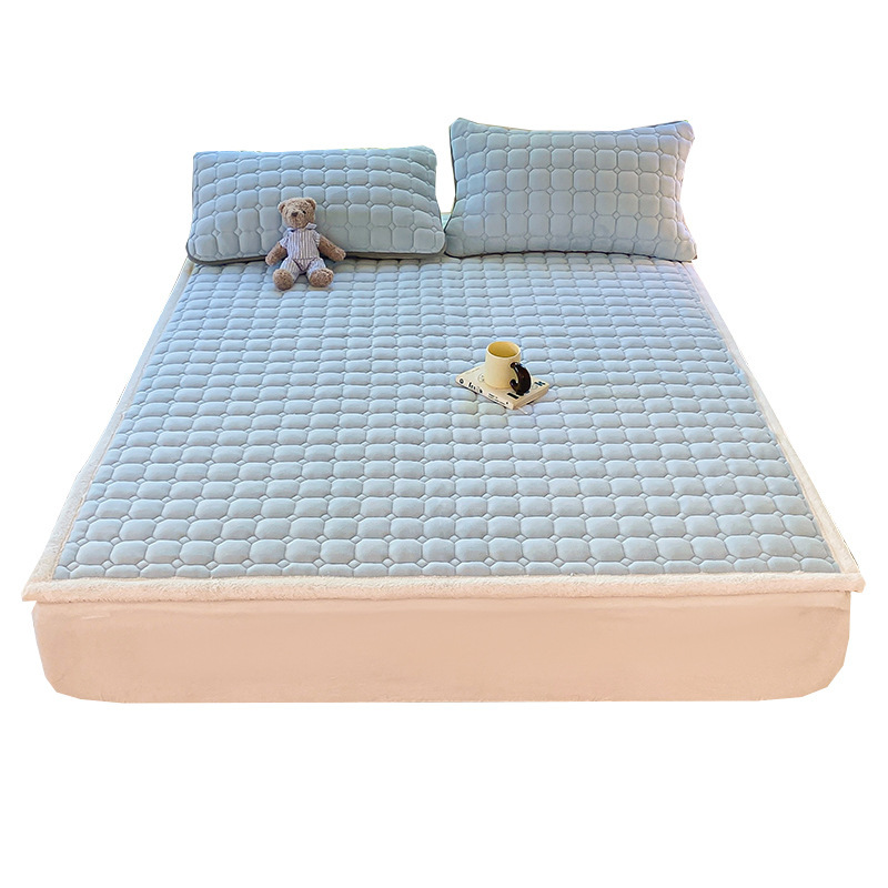 Colchón de cama de terciopelo de leche grueso invierno cálido cama doméstica sábanas de terciopelo de coral sábanas de tres piezas cubierta de cama sábanas Kang