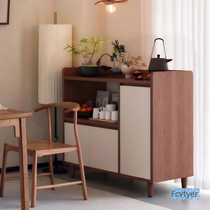 Yixinglin Solid Wood Wall-Mounted Floor-To-Ceiling Storage Dining Room Small Apartment Storage Cabinet Household Tea Cabinet Core Sideboard One