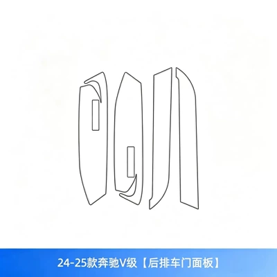 Car interior film: center console protective film, V260 - 2024-2025-mercedes-benz-v-class-rear-door-panel