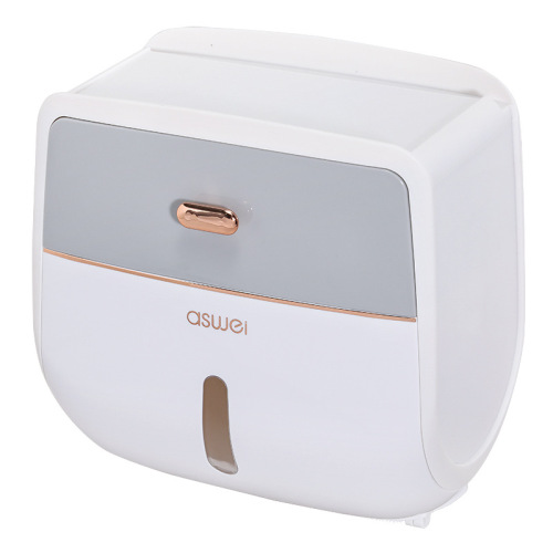 Bathroom tissue box toilet paper bathroom storage rack household punch-free waterproof paper box roll paper tube wall hanging paper tube
