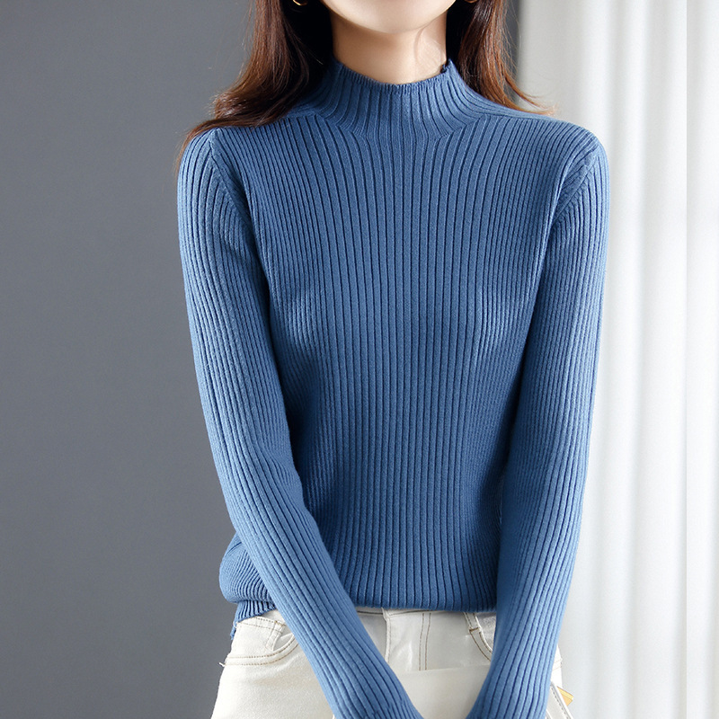 Elegant Mock Collar Base Shirt Women's Long-Sleeved Interior Styish Slim-Fit Autumn and Winter New Mid-Collar Sweater Pullover Sweater Elegant Mock Collar Base Shirt Women's Long-Sleeved Interior Styish Slim-Fit Autumn and Winter New Mid-Collar Sweater Pullover Sweater