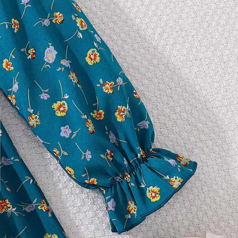 Mädchen Blumen Kleid Langarm Herbst Prinzessinnen Look_voghion.com