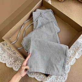 舒服好看又出片！设计感条纹直筒休闲裤女春秋宽松百搭高腰裤子潮