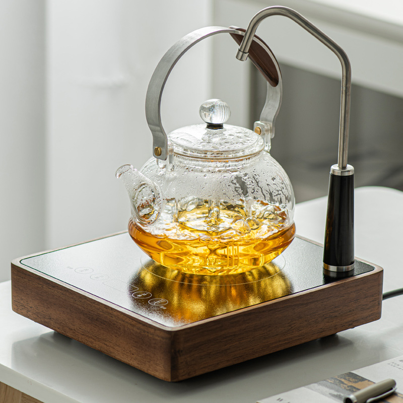 胡桃木茶炉电陶炉自动上水 大功率电热炉实木一体烧水煮茶器套装