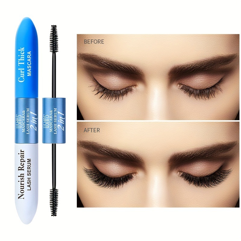 USHAS Máscara de pestañas de punto transfronterizo europeo y americano Esencia de pestañas de larga duración sin maquillaje, impermeable y sin manchas MA1082