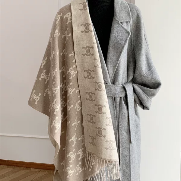 High-End Wear 2025 Winter Double-Sided Imitation Cashmere Warm Scarf Women's Large Shawl Long Dual-Purpose Outer Scarf