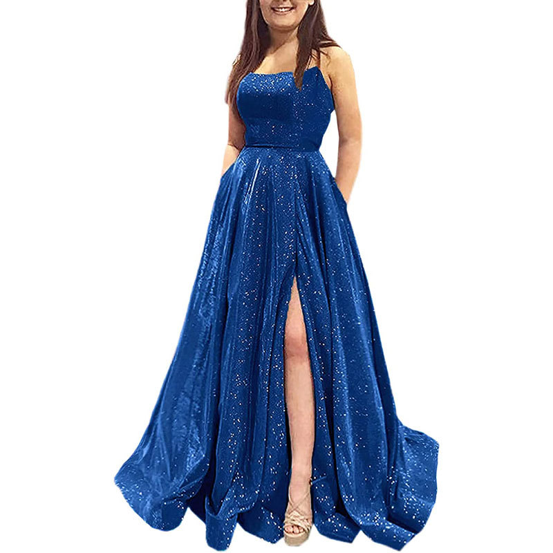Europa y América Comercio Exterior Amazon AliExpress nuevo banquete vestido de la Honda vestido de dama de honor split vestido sin espalda image 7