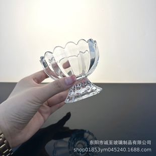 Simple glass dessert cup yogurt cup tall ice cream bowl ice cream juice cold drink cup spoon Ice Cream Yogurt Jar