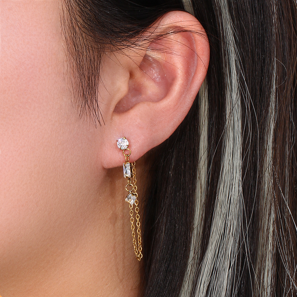 Lady Geometric Plating Stainless Steel Zircon Earrings display picture 6