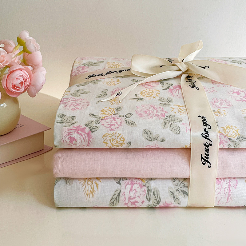 Nuevo juego de cuatro piezas de cama de hilo de doble capa Clase A, algodón puro, 2025, nuevo juego de sábanas con funda de edredón, ropa de cama de tres piezas