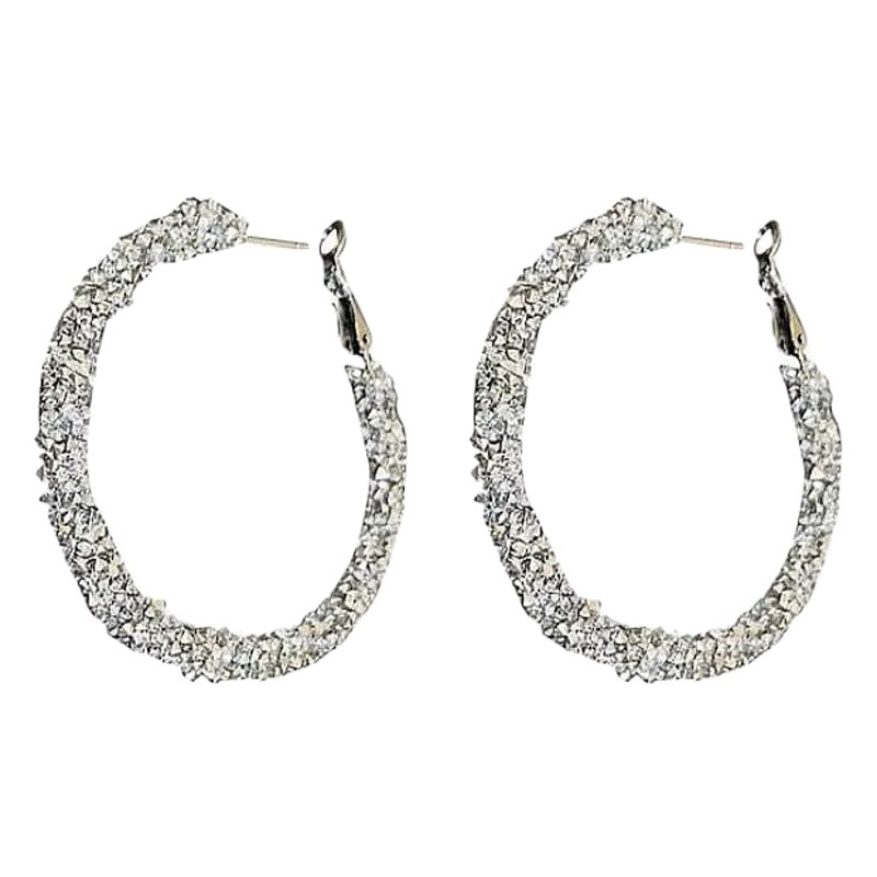 2024 New Internet Celebrity Popular Large Hoop Earrings High-End Full Diamond Elegant Hoop Ear Hoop Earrings Earrings