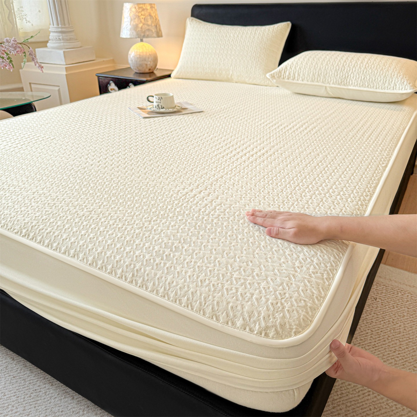 Waterproof, Urine-Proof, Breathable Fitted Sheet, Single Piece, Thickened with Cotton Padding, Mattress Cover, Mattress Protector, Full Coverage, Suitable for All Seasons