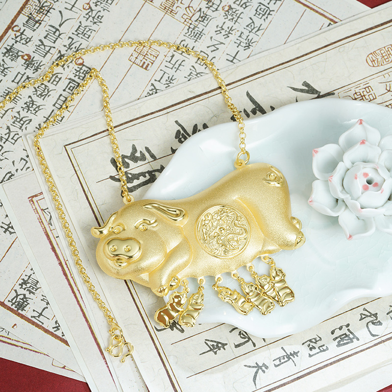 Collar de oro de arena vietnamita boda imitación de cerdo de oro auspiciosa significa accesorios de boda cadena no se desvanece el suministro de joyas