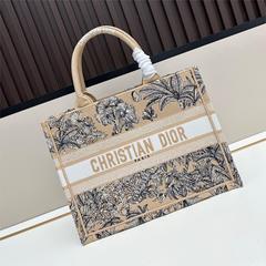 D家帆布tote托特老花刺绣横版菱格戴妃蒙田toujours包包百搭通勤