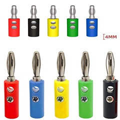 Screw-fixed solderless speaker banana plug with gold-plated 4mm lantern banana connector audio plug