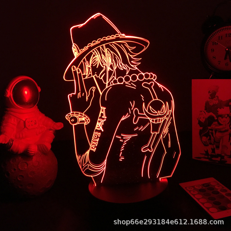 Cross-border hot sale one piece 3D anime night light Luffy Sauron LED colorful touch remote control acrylic night light