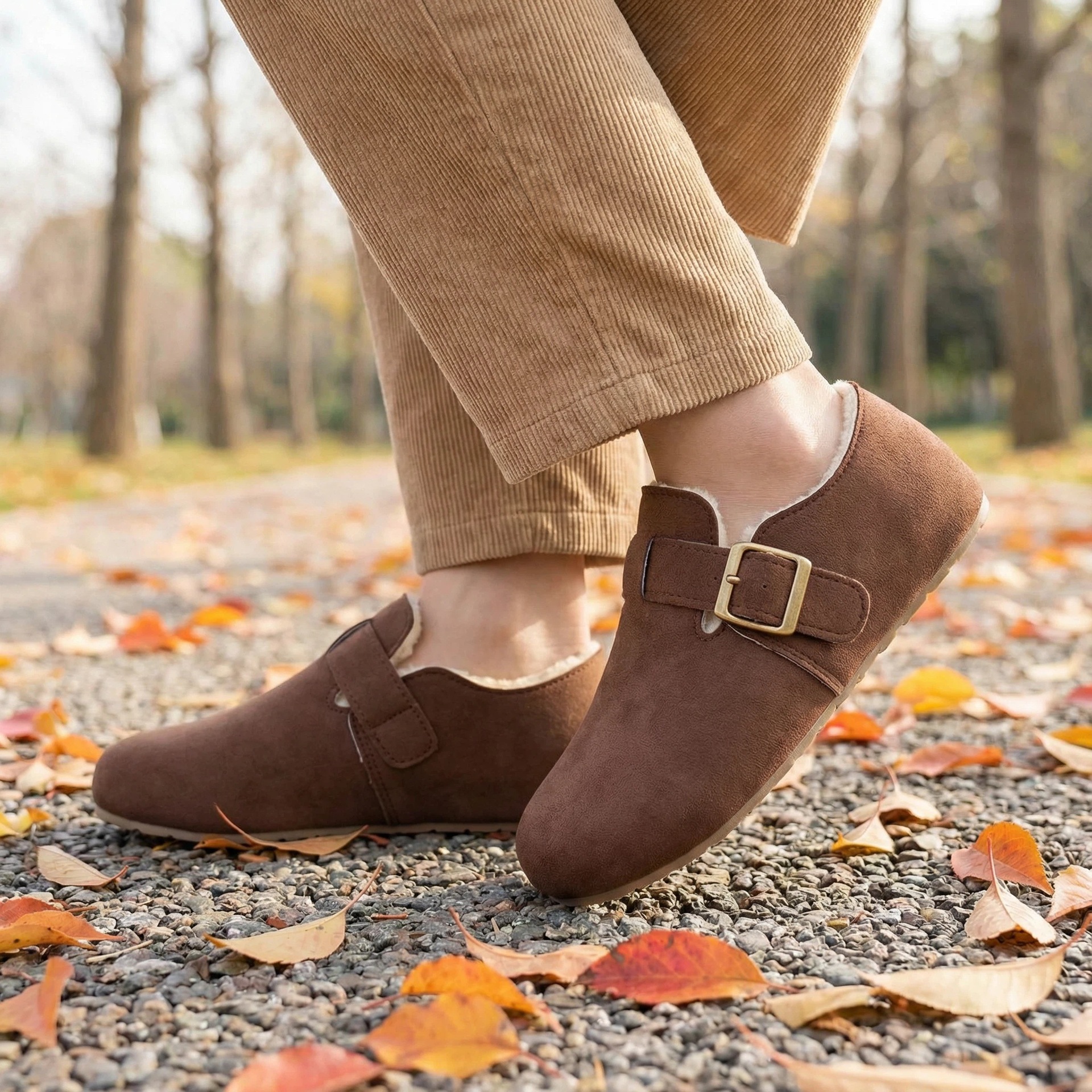 Zapatos retro de gamuza Boken para mujeres otoño y invierno de 2026 nuevos zapatos de pelusa de color sólido zapatos casuales de mujer