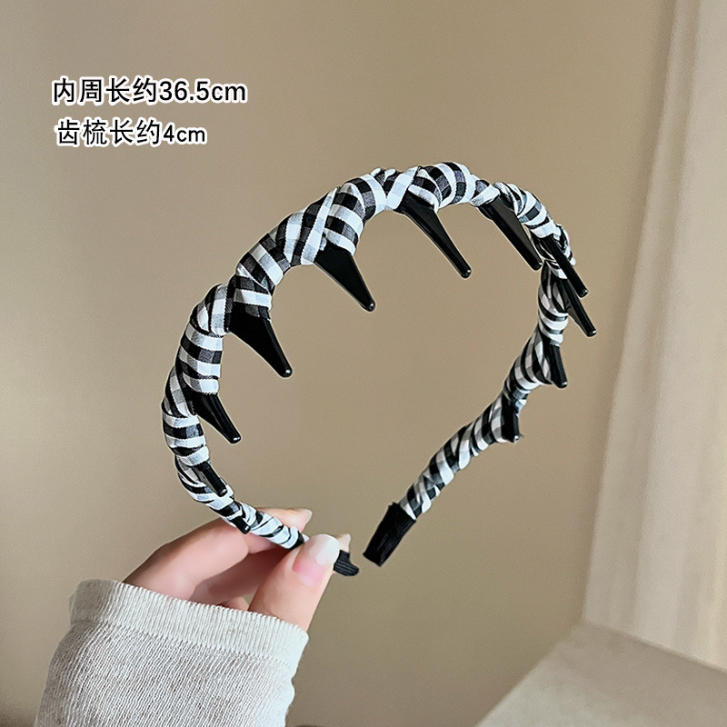 日韩布艺缠绕格纹带齿防滑发箍女高颅顶头箍时尚洋气发卡发饰批发|undefined