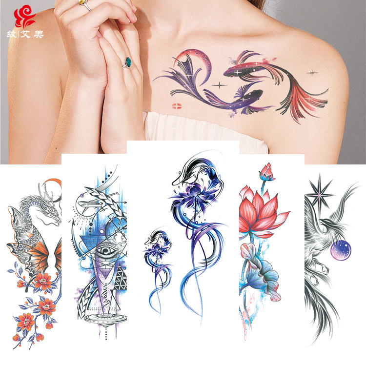 Cross-Border Wholesale Xqb Animal Colorful Tattoo Decals Arm Waterproof Artificial Tattoo Arm Chest Temporary Tattoo Stickers